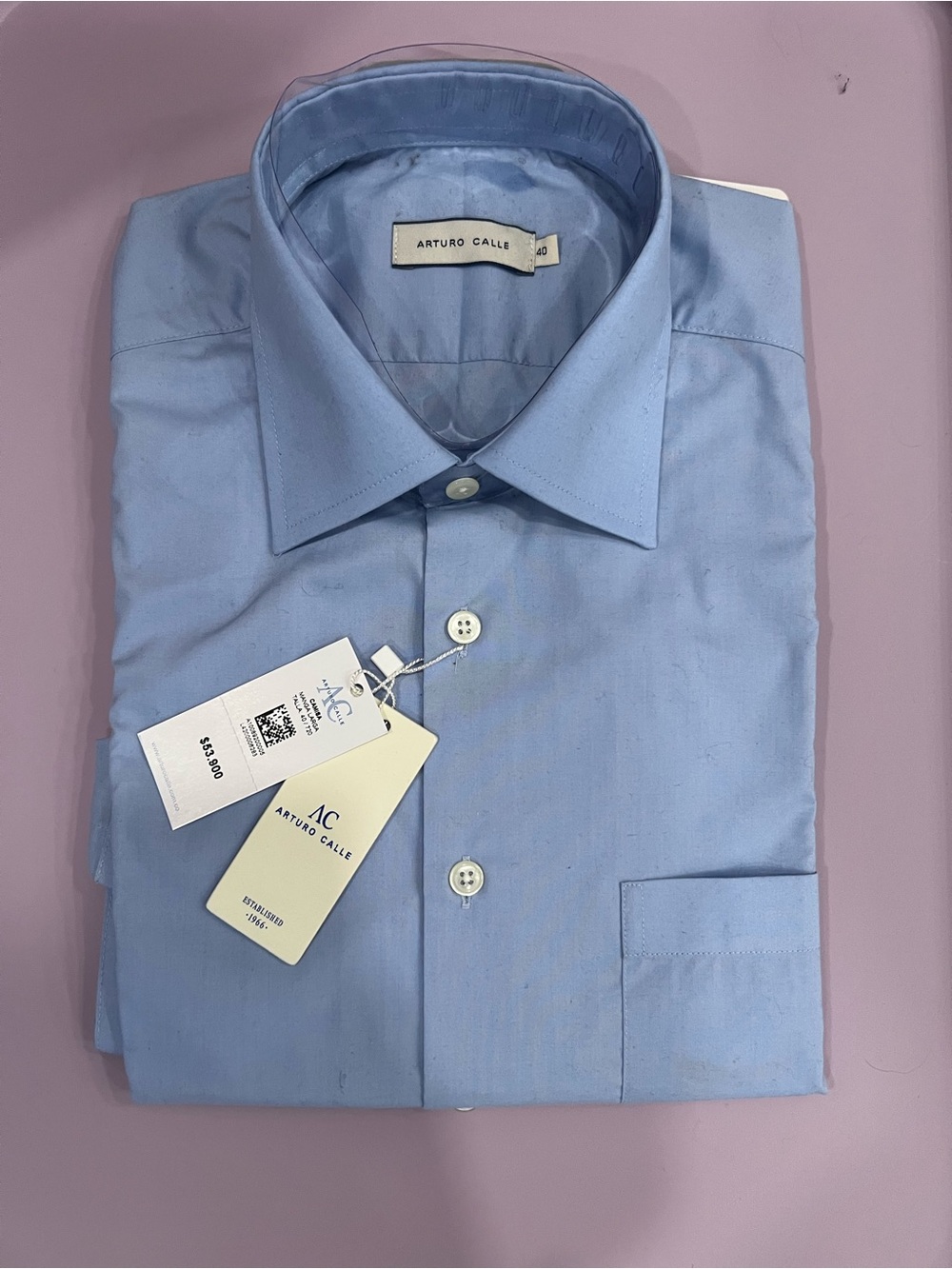 Arturo Calle Men’s Light Blue Dress Shirt – Classic Point Collar
